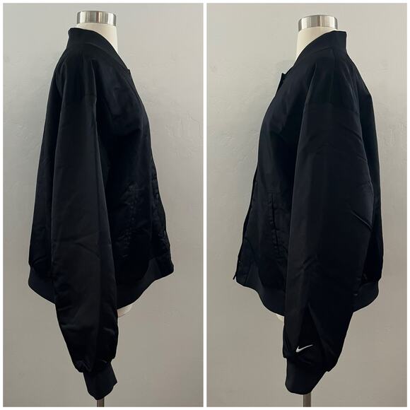 Nike Destroyer Oversized Woven Bomber Jacket Women's M BLack HJ0971-010 $155 NWT - Picture 3 of 13